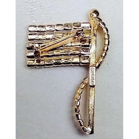 Rafaelian Signed AMERICAN FLAG Brooch Pin Gold Tone 1.75" x 1.25 inch Vintage - Picture 5 of 9